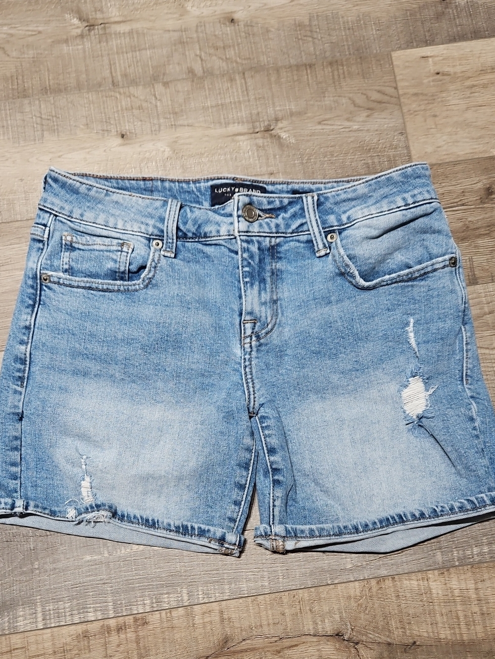 Lucky Brand Faded Blue Distressed Denim Shorts